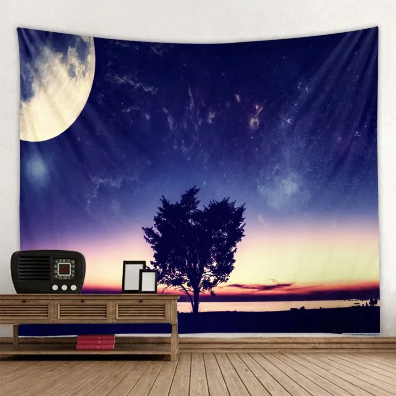 Moon pattern printed tapestry bohemian home decoration dormitory background cloth house bedroom living room wall hanging cloth