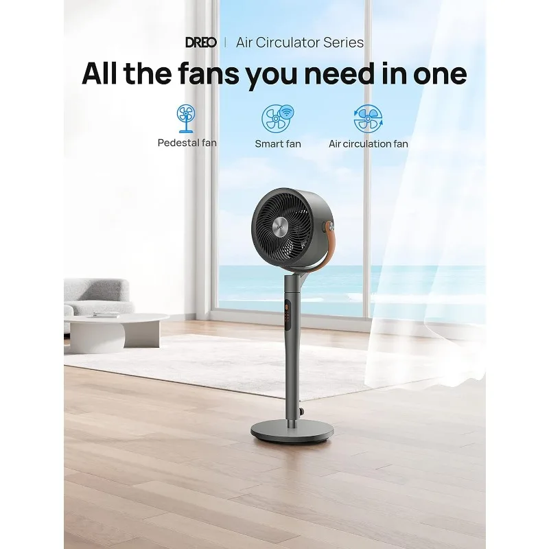 Dreo Smart Stand ventilator mit Fernbedienung, 120 ° 105 ° omni direktion ale oszillierende Boden ventilatoren mit Wi-Fi/Sprach steuerung, 43 ''leiser Ventilator