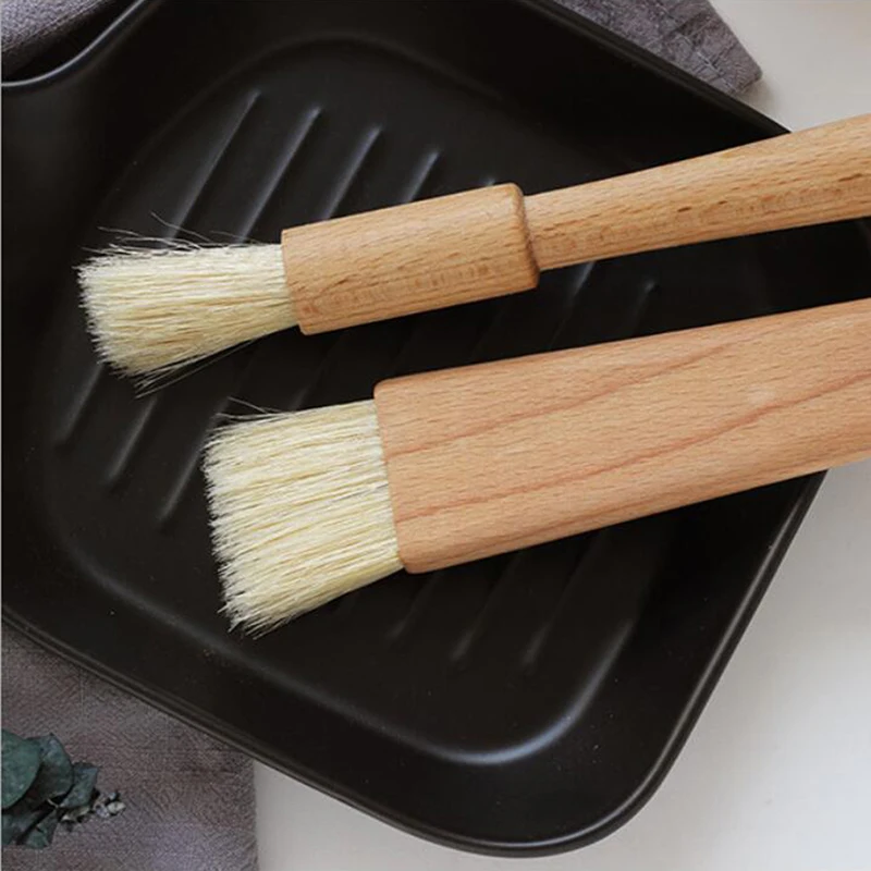 Household Kitchen Brush Barbecue Oil Brush Round Handle Bristle Brushes Flat Pastry Baking Brush Kitchen Cooking Brush