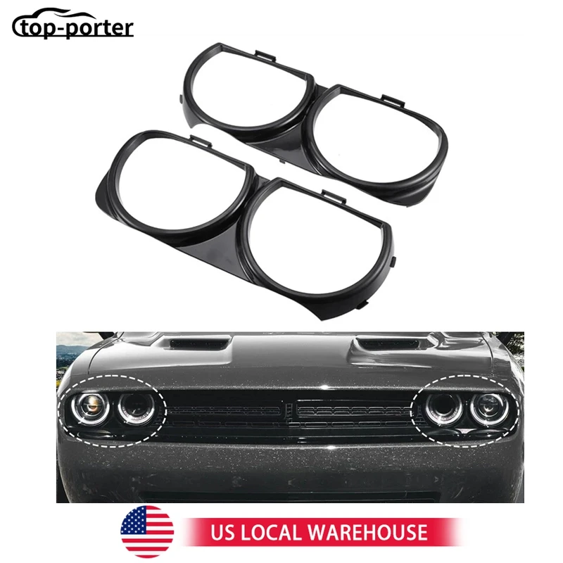 

68259053AB, 68259053AA.1Set LH & RH Front Headlight Bezel Lamp Cover Trim Set For 2015-2021 Dodge Challenger