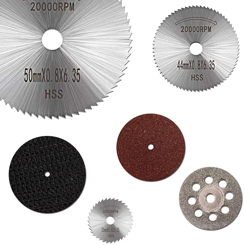 Juego de ruedas de corte de 74 piezas, hojas de sierra Circular HSS, discos de corte de diamante para madera, plástico, metales para herramientas rotativas Dremel, AT14