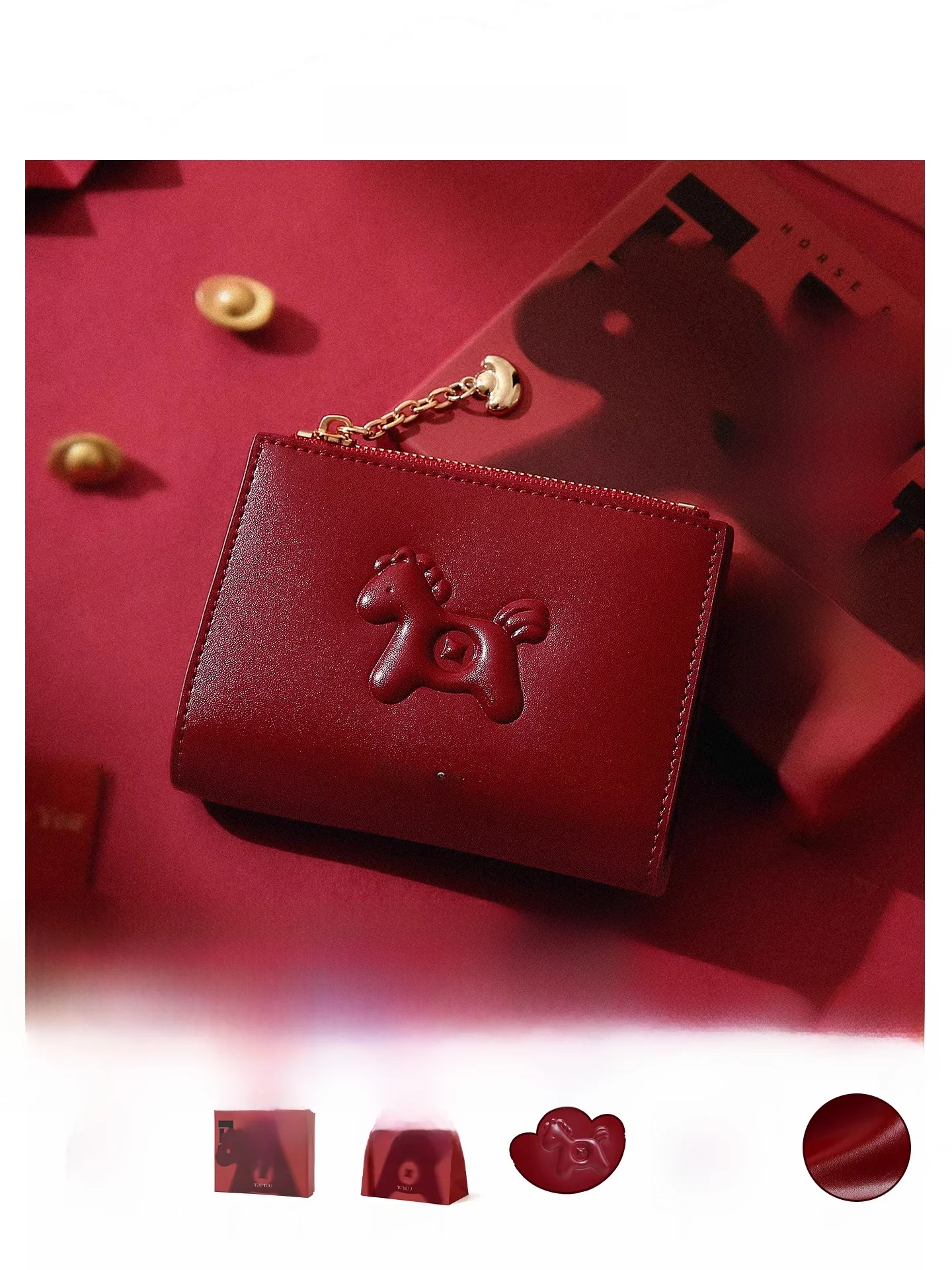 

Red Leather Toutou Wallet Cartoon Emed Birthday Gift Money Storage Cute Coin Card Holder ort Horizontal Pu Synthetic