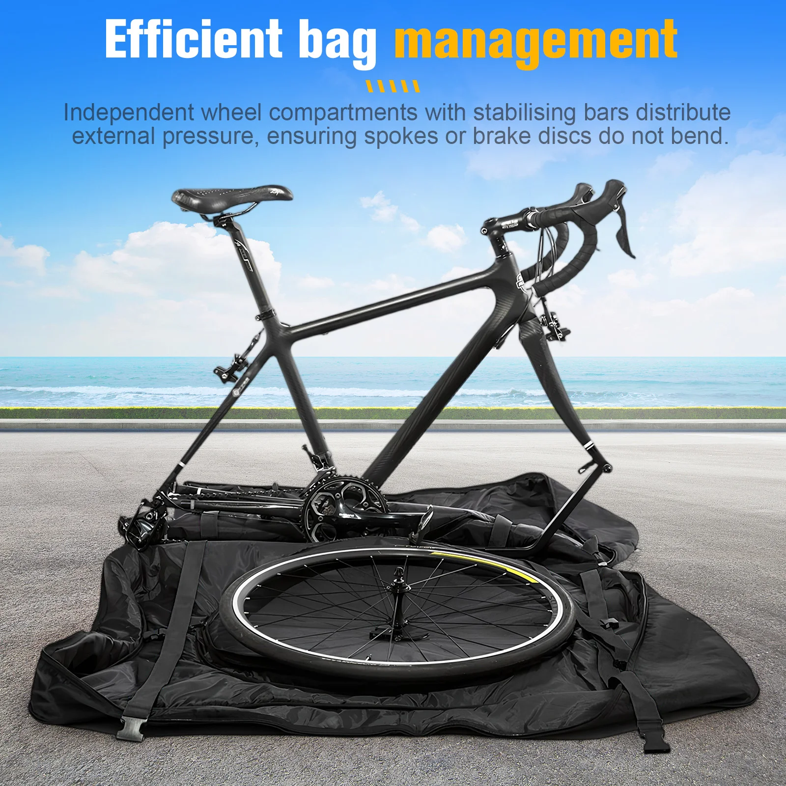 

Bike Travel Case with Wheels Bike Protection Bag Kit Bicycles Storing Carry Bags for Off-Road/Mountain Bike/Freestyle Riding