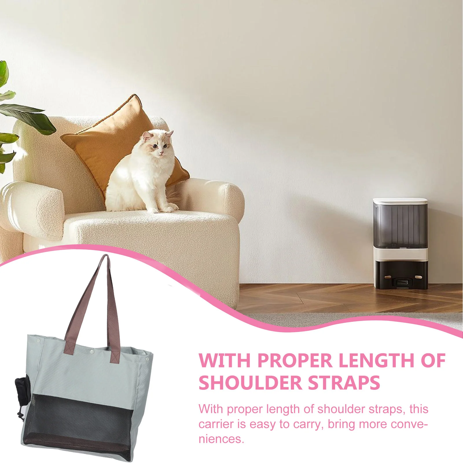 

Pet Carrier Shallow Gray 35x35cm Breathable Lightweight Portable Cat Bag Kitten Travel Container Small Dog Rabbit Holder