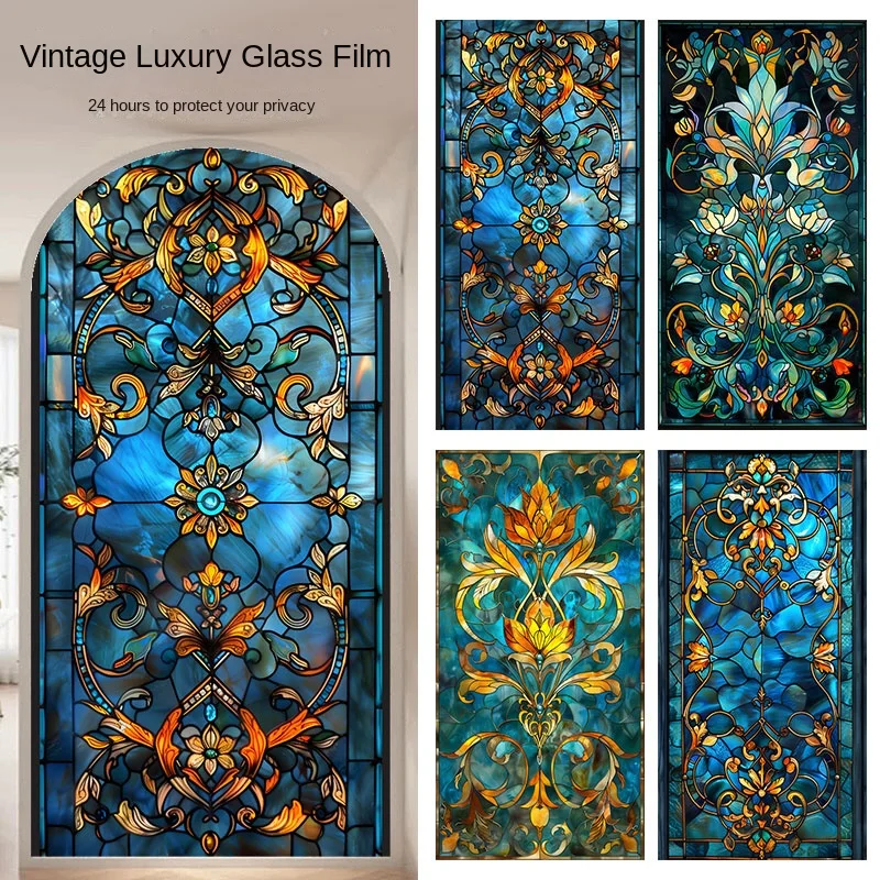 

Retro Colored Glass Film Waterproof, Anti Peeping, Static Electricity Frosted Stained Glass Window Sticker Window Film