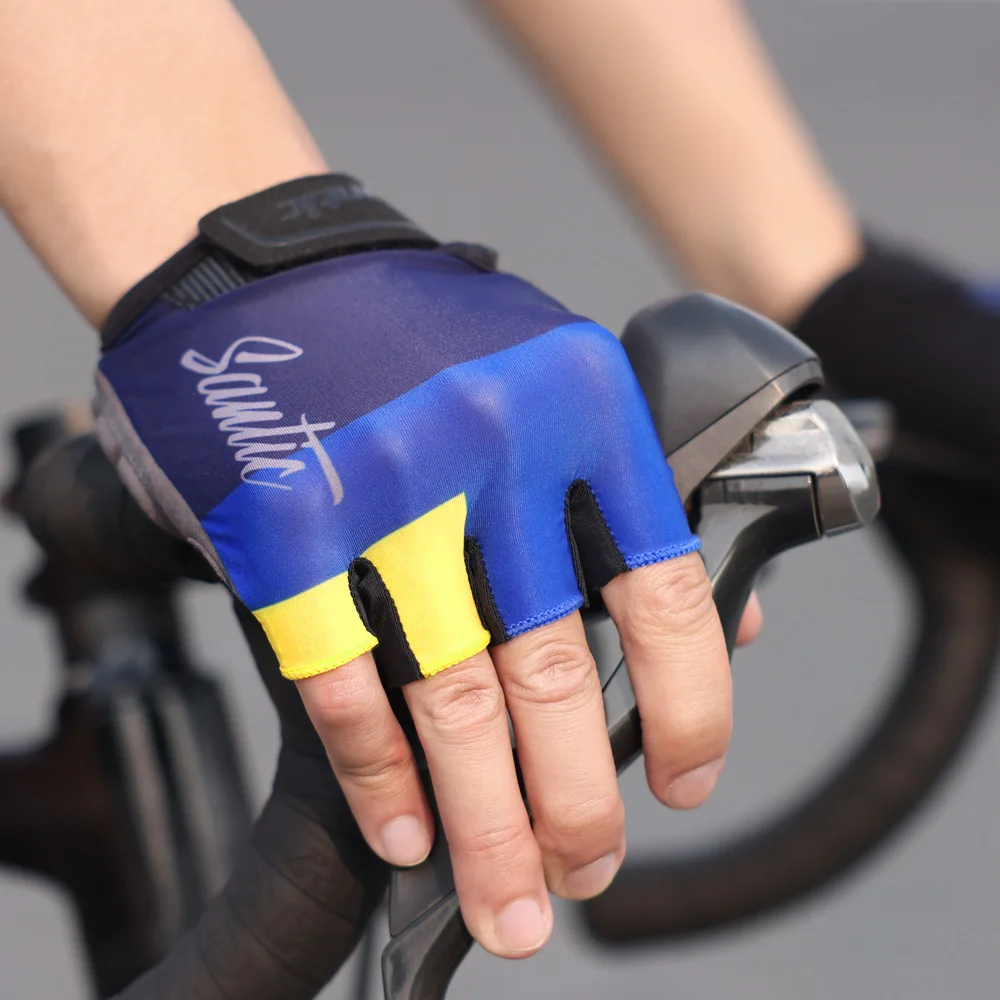 Santic Summer Cycling Gloves Short Finger Cycling Gloves Road Bike Breathable Half Finger Unisex Sports Fitness Gloves