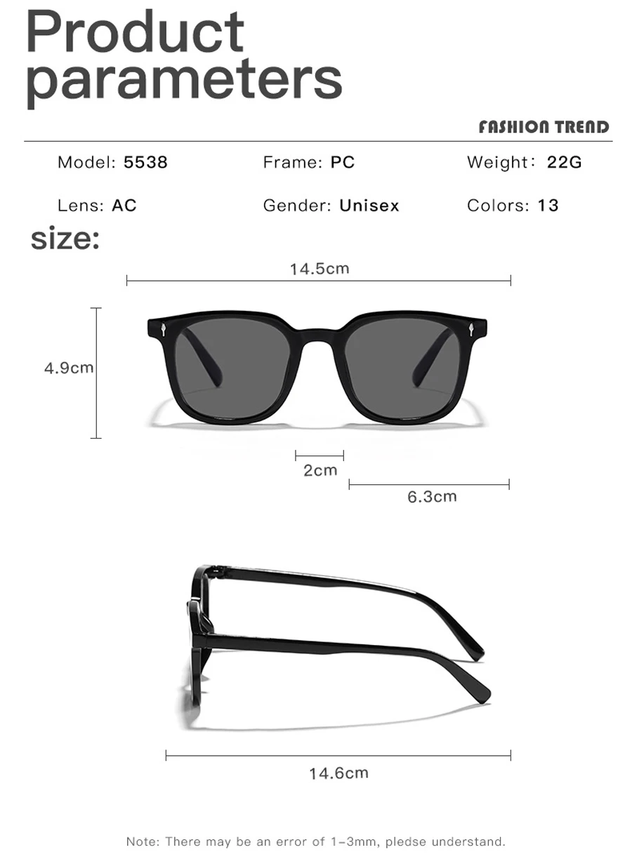 Neue Vintage-Sonnenbrille mit quadratischem Rahmen für Damen und Herren, Markendesigner, schwarz, Anti-Bulue-Brille – Detail 3
