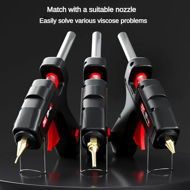 100W Hot Melt Glue Gun Kit with10 Pcs Glue Sticks and 10 Copper Nozzles for DIY Projects Carft and Quick Repairs Silicone Gun