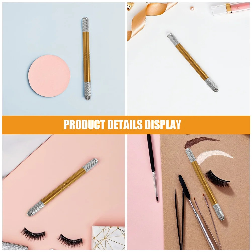 2Pcs Golden Manual Microblading Pencil Waterproof Eyebrow Tattoo Pen Enhances Density Defines Shape Perfect for Beginners