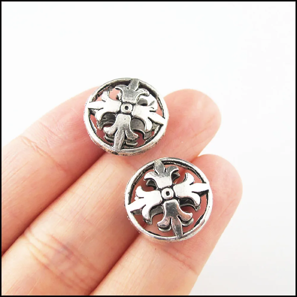 8pcs Round Flat Flower Heart Charms for DIY Crafting