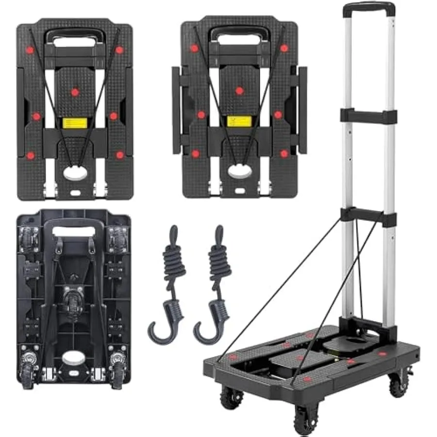 Camion à main pliant 330 lb, chariot de chariot pliable à pousser et à tirer, chariot pliable robuste, plate-forme Portable, rouleau de chariot à bagages