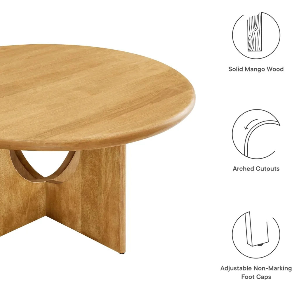 Modway EEI-6594-OAK Rivian Round 34" Coffee Table, Oak