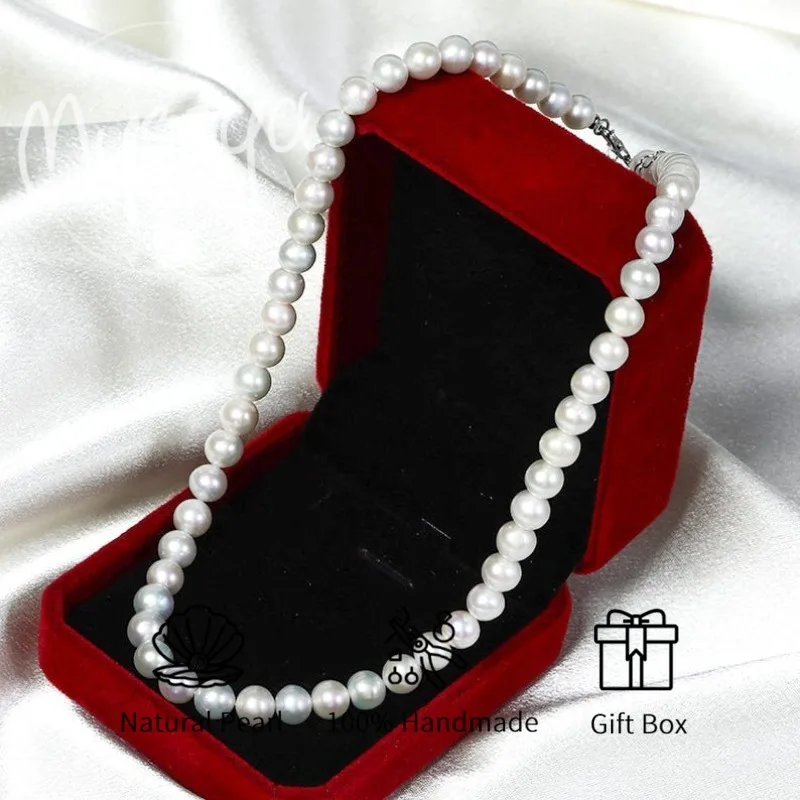 

MYSOYA ожерелье из белого пресноводного жемчуга 7-8 мм с подарочной коробкой, подарок для нее/жума, подарок на день рождения/свадьбу/юбилей/Рождество