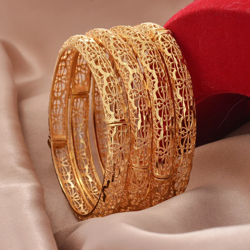 Dubai Gold Plated Bangles For Women Indian Bracelets Nigeria Moroccan Bridal Accessorie Wedding Bracelet Gifts