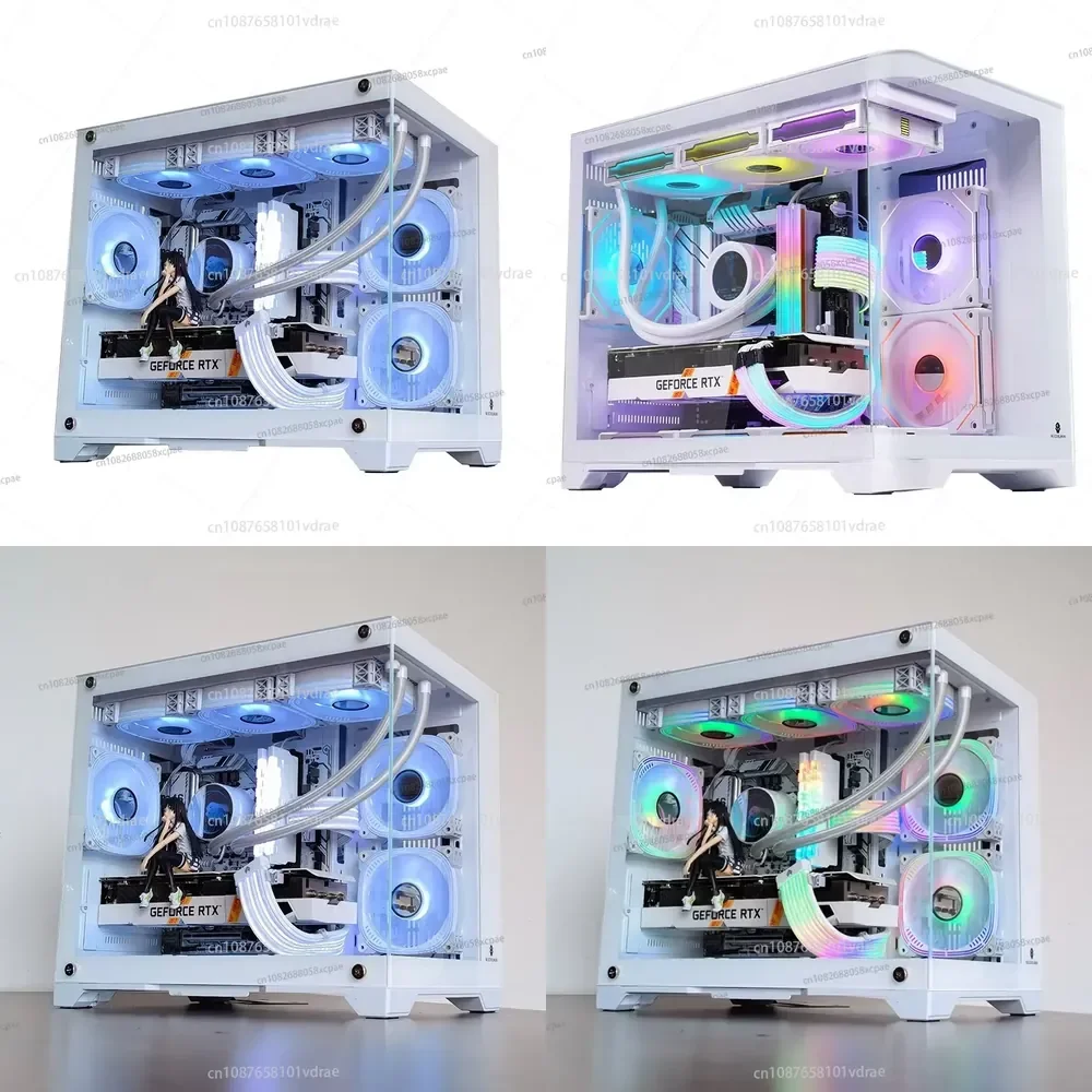 Snow-White Desktop PC Case MATX Seaview Edition 240/360mm AIO Cooler Full-Side Panel ITX，Empty chassis