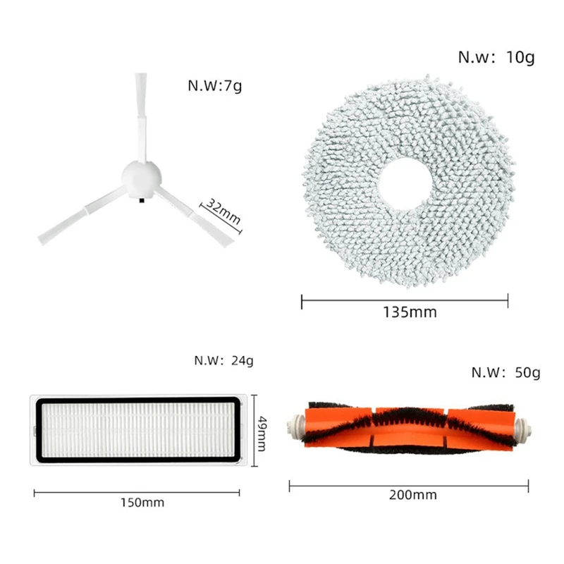 For Xiaomi S10+ / S10 Plus Robot Vacuum Accessories Main Side Brush Hepa Filter Mop Cloth