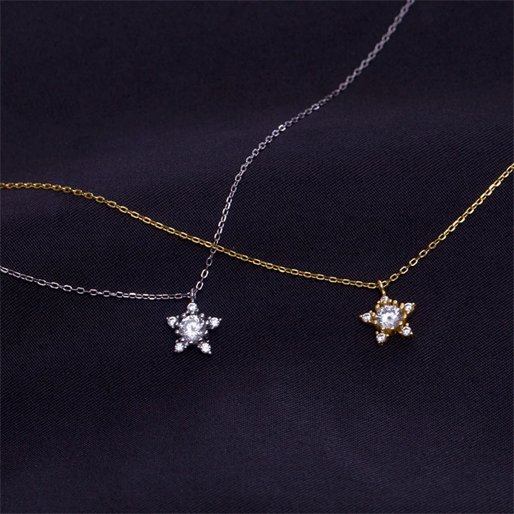 

Korean S925 Sterling Silver Women's Necklace, Diamond Snowflake, New Light Luxury Niche Collarbone Chain