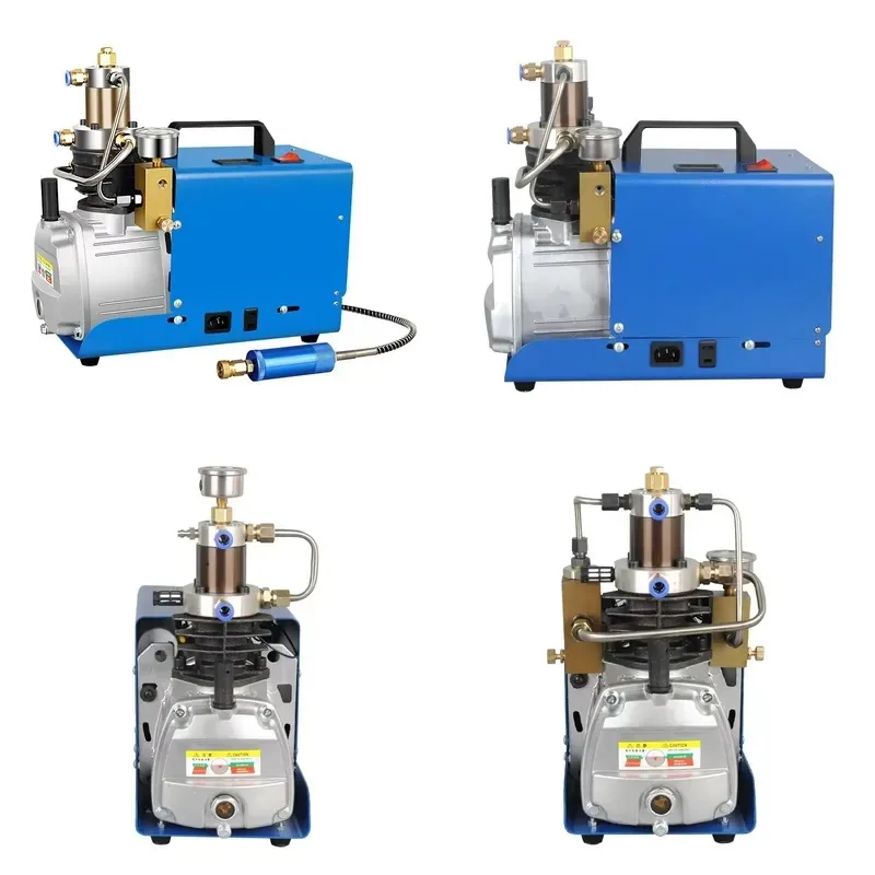 30MPa High Pressure Electric Air Pump Small Single Cylinder Water Cooled 220V ABS Aluminum Alloy Blue