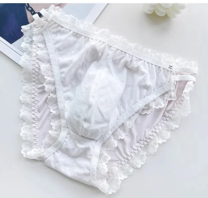 Man\'s Lace Hem Colorful Bowtie Briefs Live Show Dance DJ Club Costumes Panties Harajuku BF Gift FKK Private PARTY
