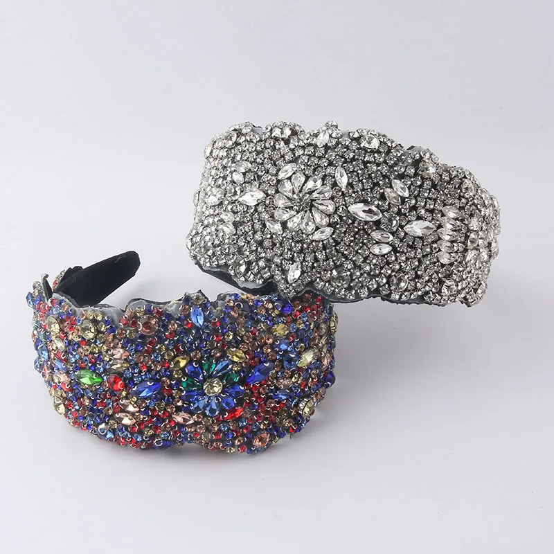 

New European and American Fashion Baroque Rhinestone Wide Headband for Prom, Fashion Show, and Bridal Hair Accessories