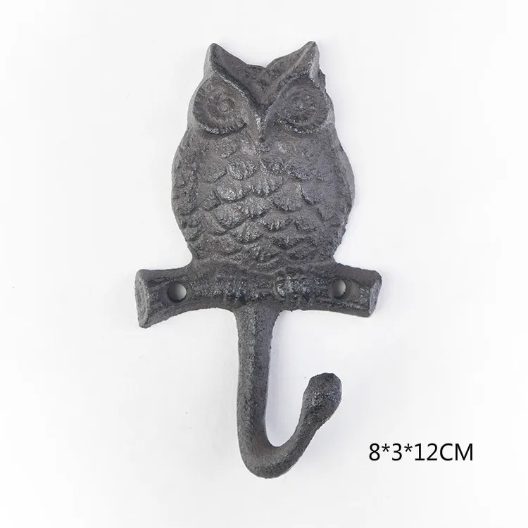 Owl and Dog Animal Cast Iron Hook, Creative Decoration, Porch Key, Coat Hooks, Cute Handmade, Retro Decor