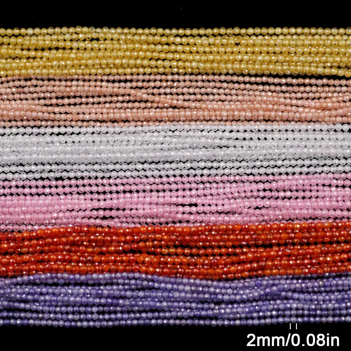 1 가닥 2MM DIY 천연석 지르콘면 처리 된 라운드 루즈 비즈 여성 펜던트 팔찌 목걸이 쥬얼리 액세서리 만들기위한