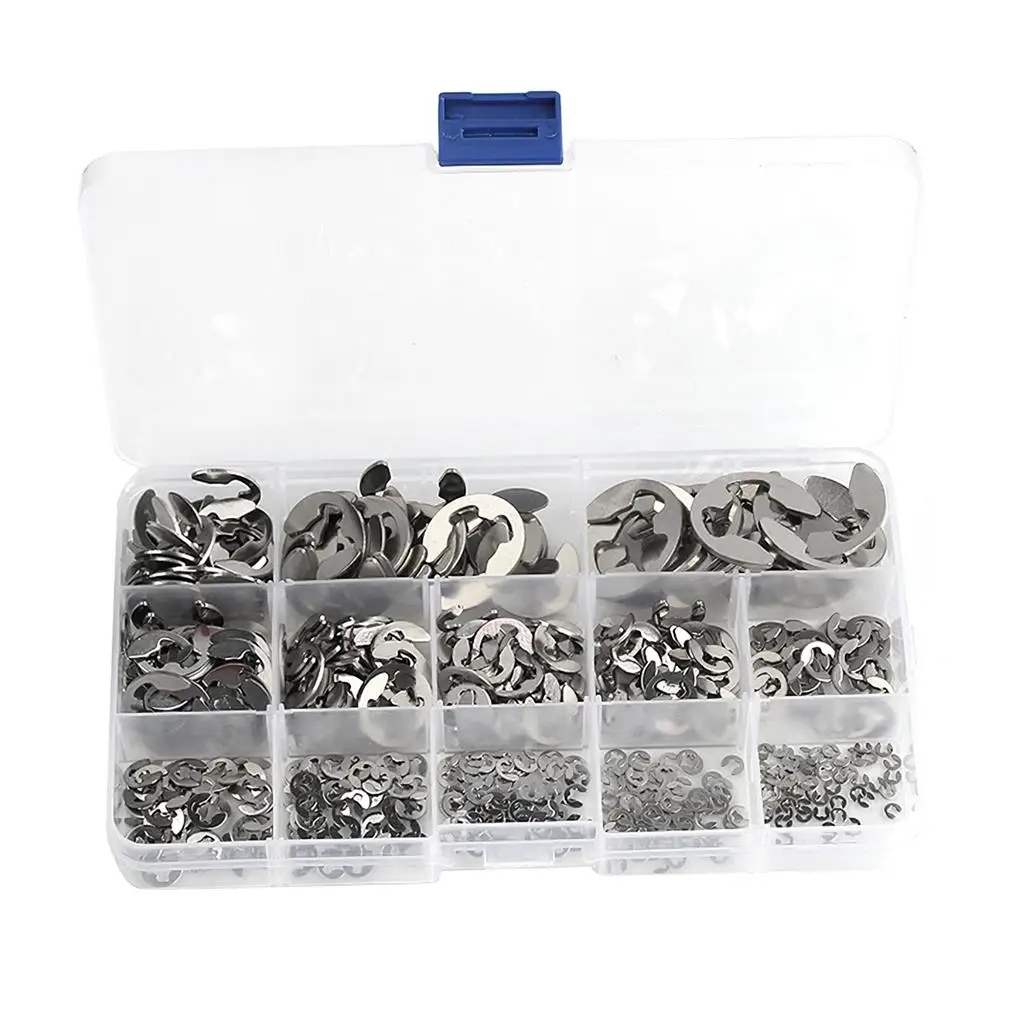 400 Pieces/Set Portable Retaining E-type Circlip Assortment Home DIY Crafting Handicraft Snap Ring Circlips Assorted Kit