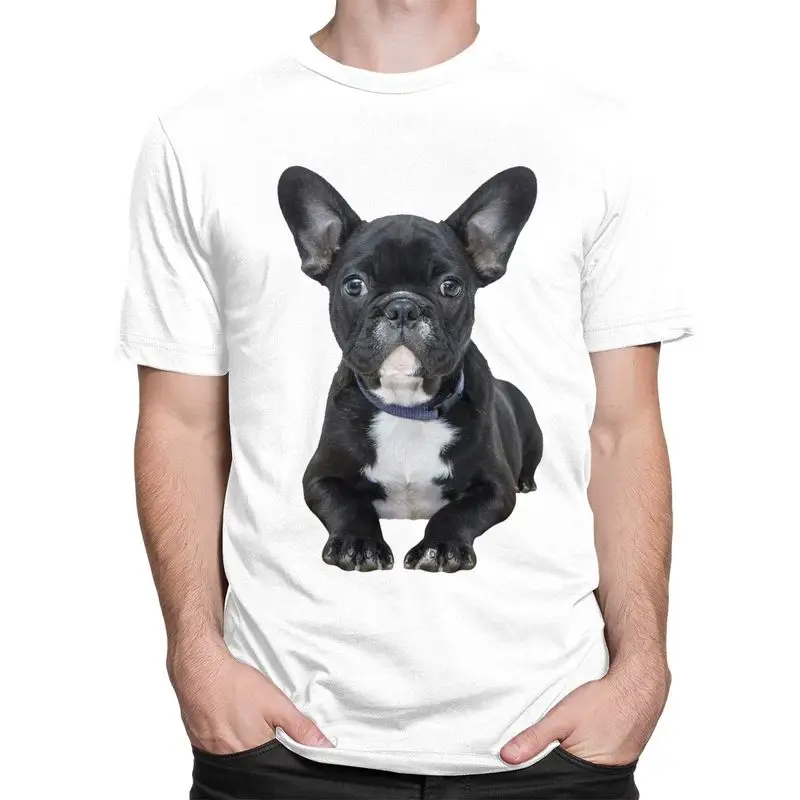 Custom French Bulldog T Shirt Men Soft Cotton Tshirt Handsome Tees Short Sleeves Frenchie Dog T-shirts Fitted Clothing