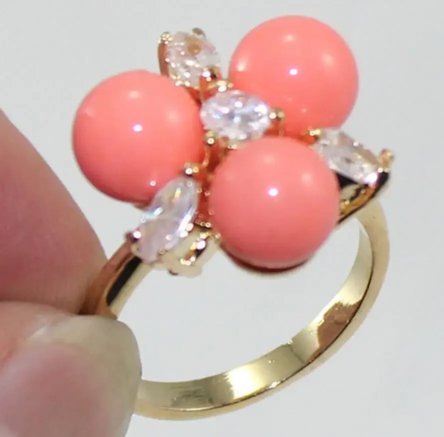 

Модные украшения 8 мм розовое ювелирное кольцо с жемчугом и ракушками Южного моря