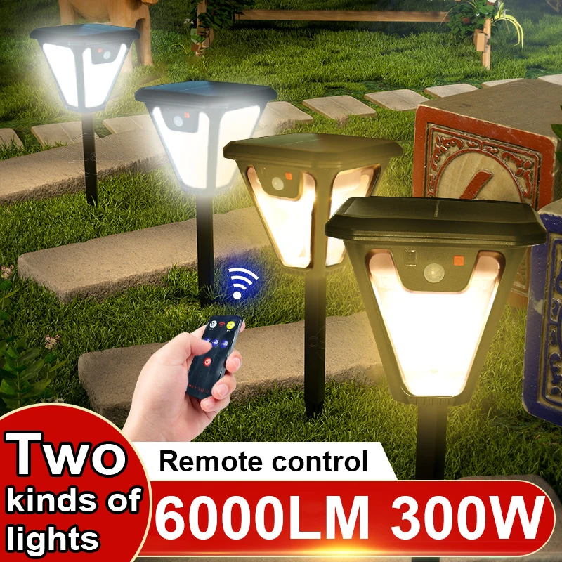 6000LM Solar Garden Light Outdoor Motion Sensor Solar Lawn Lamp Waterproof Warm Lights Ground Street Lamps Courtyard Decorative