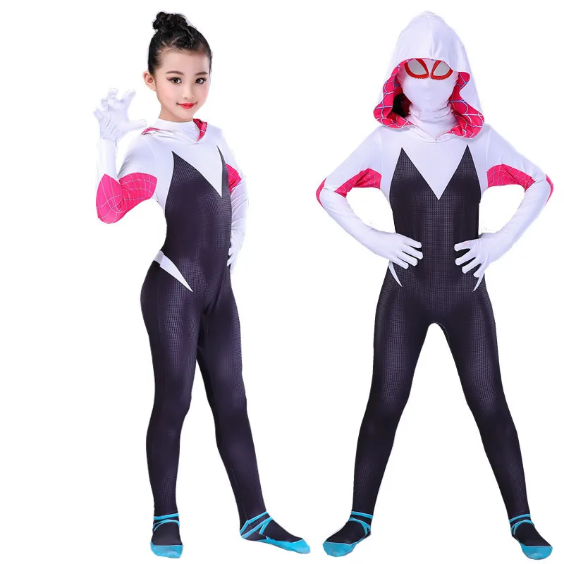 Gwen Spiderman Bodysuits para crianças, Macacão de férias infantil, Miss Halloween Cosplay Costumes