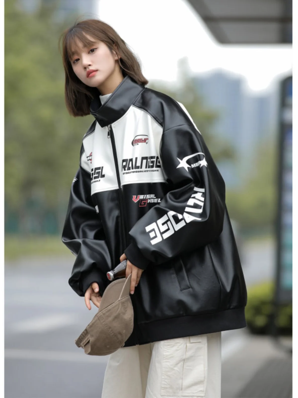 

Retro American Sle Motorcycle PU Leather Jaet Men's Spring Autumn Pilot Collar Jaet Trendy Brand Youthful Coat