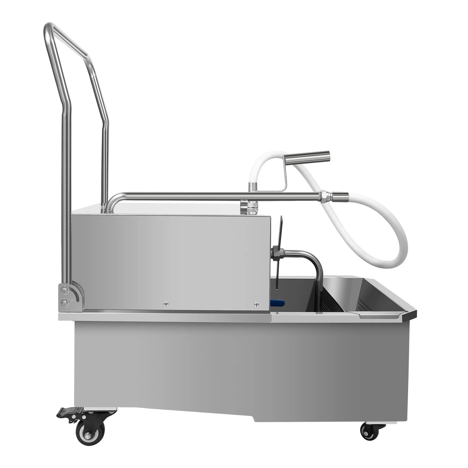 ماكينة تصفية الزيت التجارية 55L بقدرة 550 وات عربة تنقية زيت المقلاة المتنقلة مع عجلات لاستخدام المطبخ في المطاعم #6