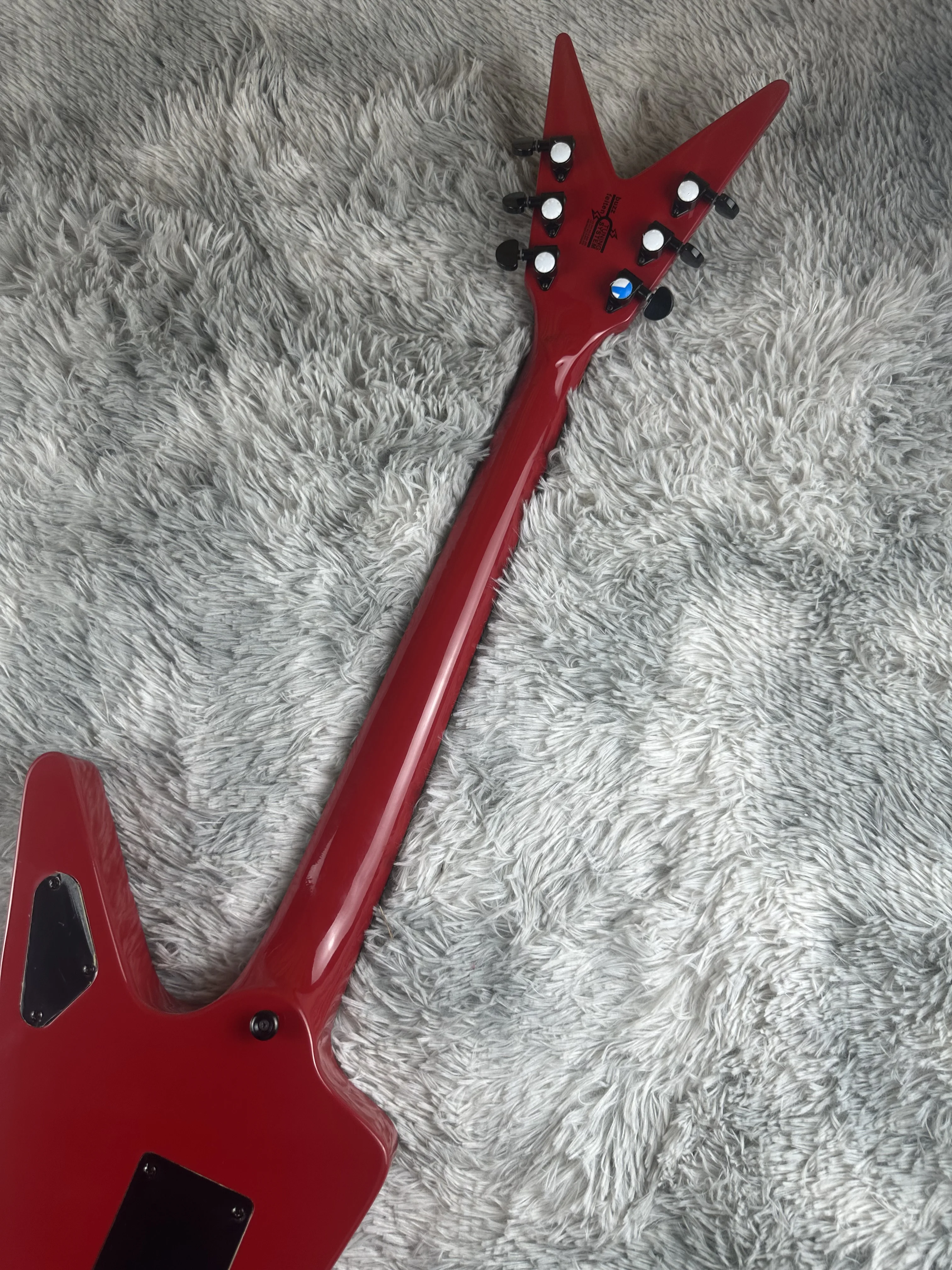 Irregular electric guitar, Red transfer printing, five star finger board inlay , bright light, in stock, fast shipping