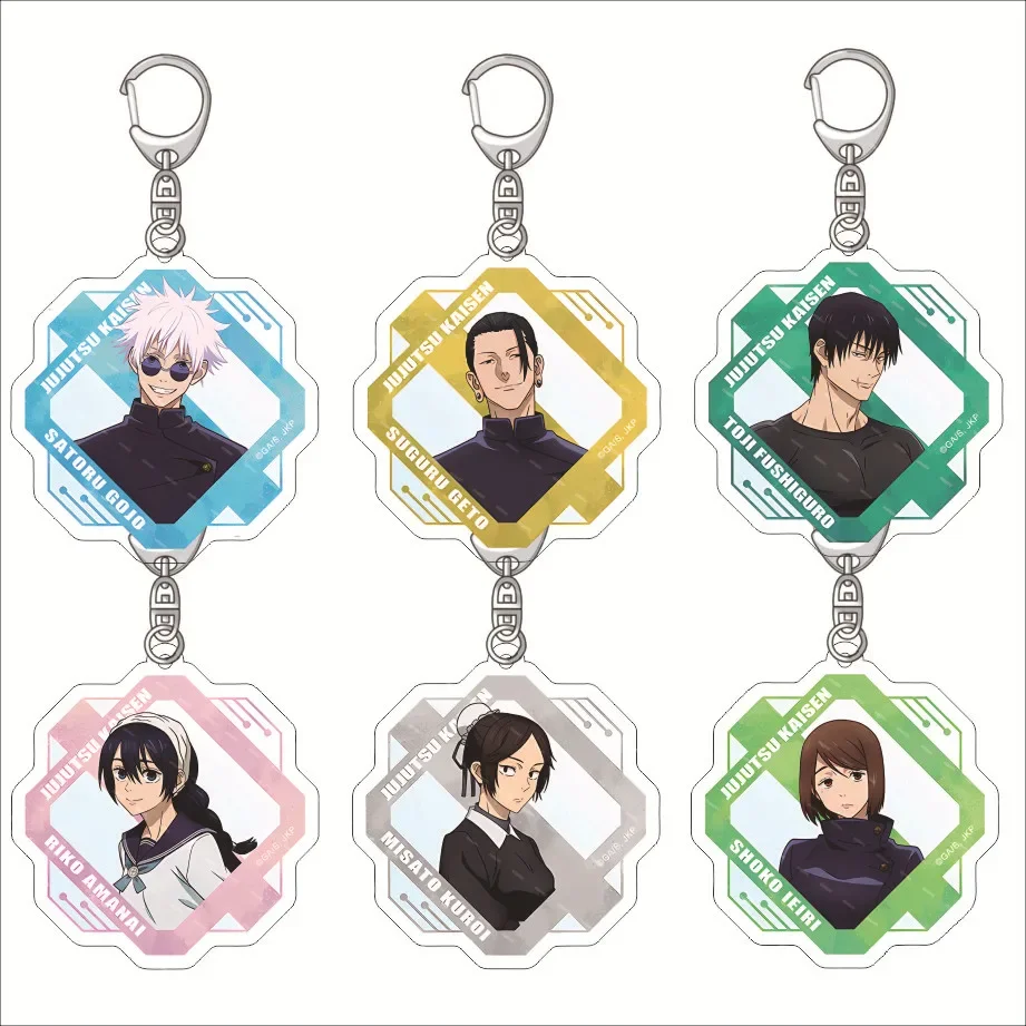 Jujutsu Acrylic Keychain Satoru Gojo Geto Suguru Amanai Riko Fushiguro Toji Key Chain Anime Keyring Props Cosplay Jewelry Gift