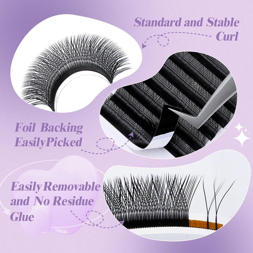 Wendy Lashes pestañas YY shape, extensiones automáticas, W shape, 3D 4D 5D 6D 8D, negras, premade 5