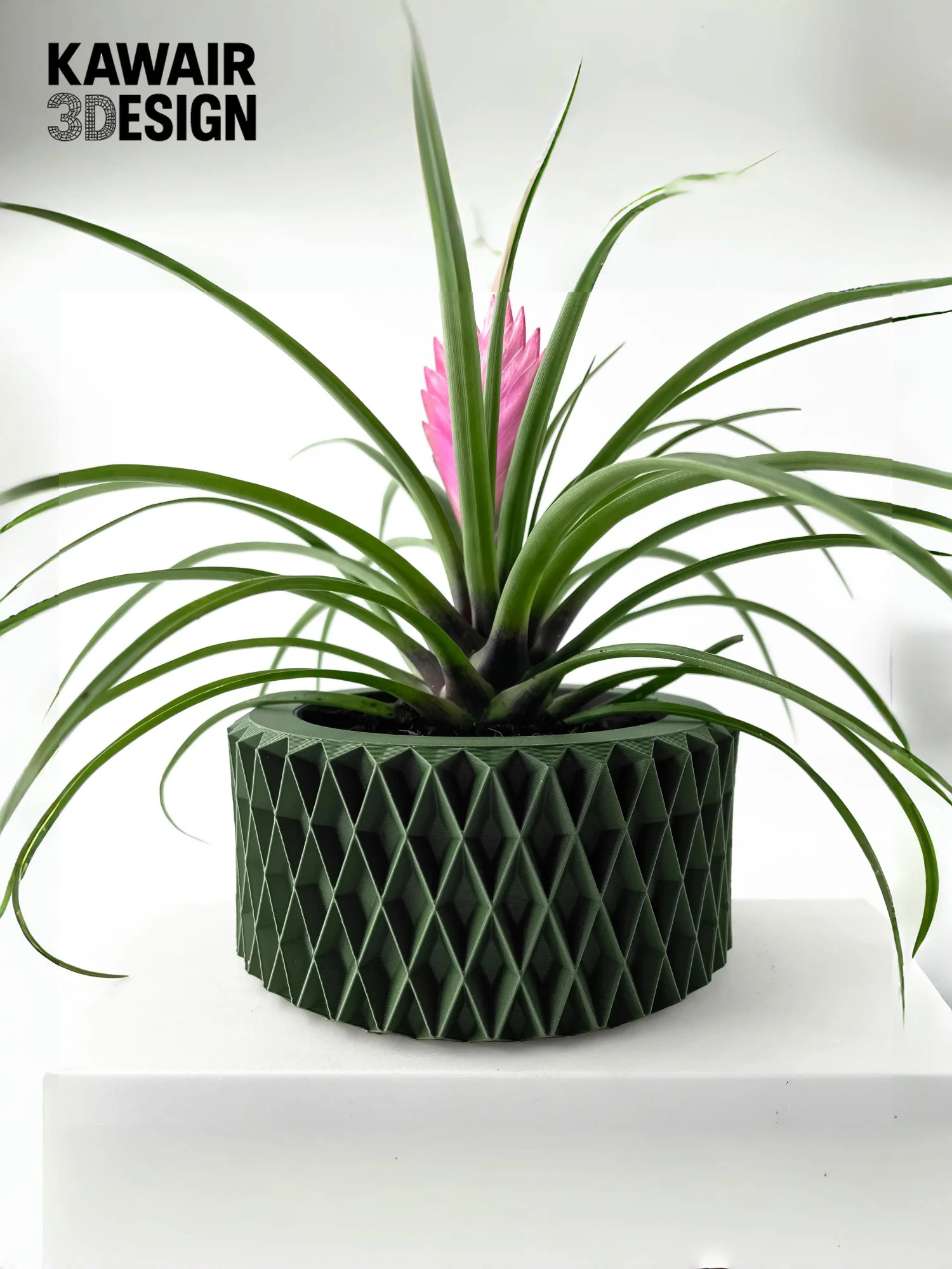 3D Printed Flower Pot Line Texture Rhombus Square Decorative Home Decor Biodegradable maceta