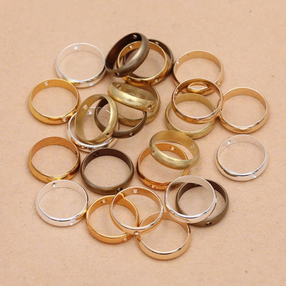 20Pcs 8/10/12mm Two Hole Round Circle Frame Beads Spacer Connectors for Diy Bracelet Earrings Pendants Jewelry Making