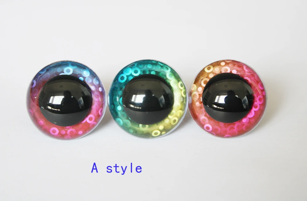 1 par-30mm/40mm/50mm ojos de juguete de seguridad transparentes redondos de gran tamaño + tela + arandela dura para accesorios de muñecas diy-color al azar