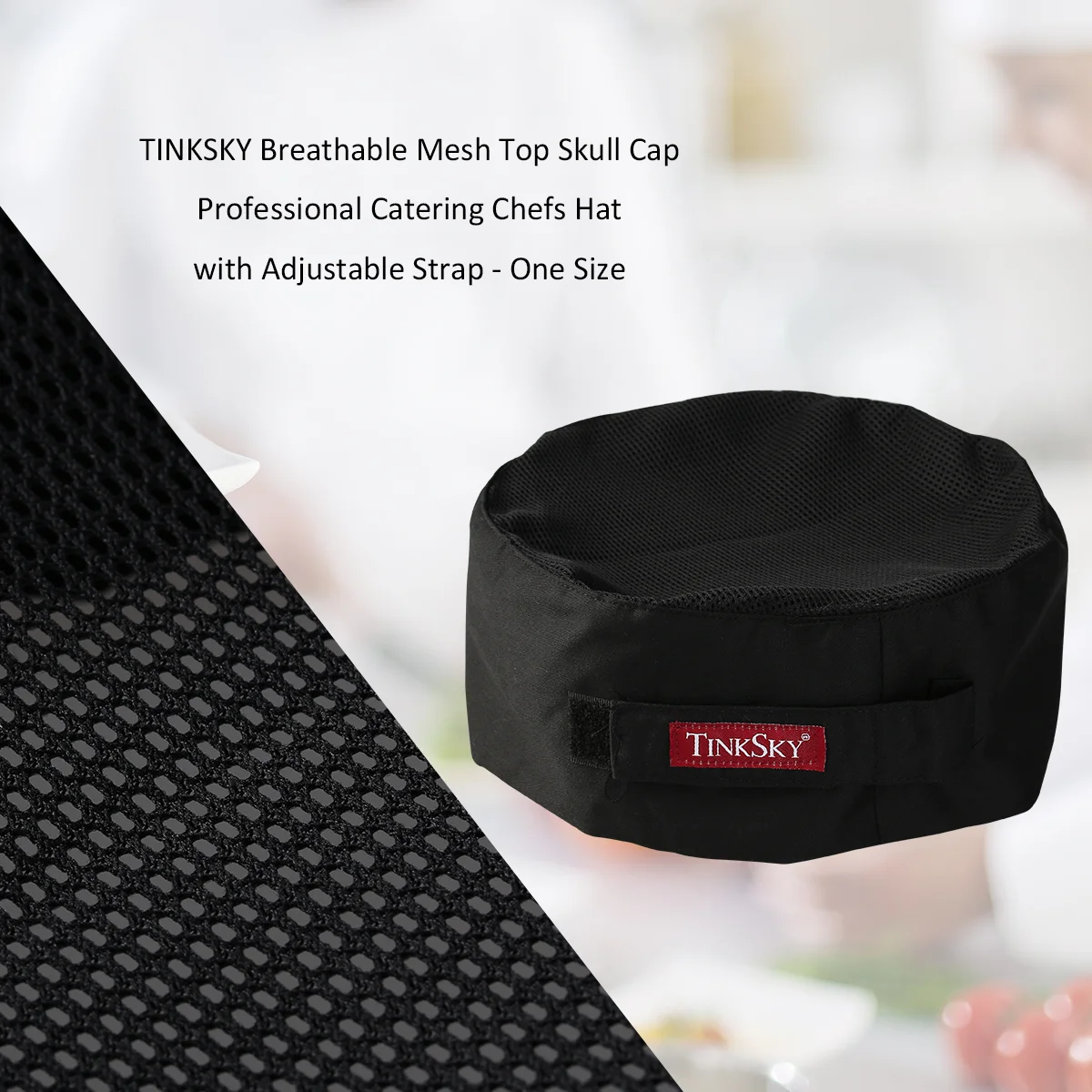 Chef Hat Black Breathable Mesh Top Skull Cap Cooking Adjustable Chef Hat Men Kitchen Baker Elastic Hat Catering Cooking Cap