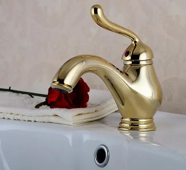 Vidric Contemporary Concise golden sink taps bathroom single handle basin faucet bath washbasin faucet taps