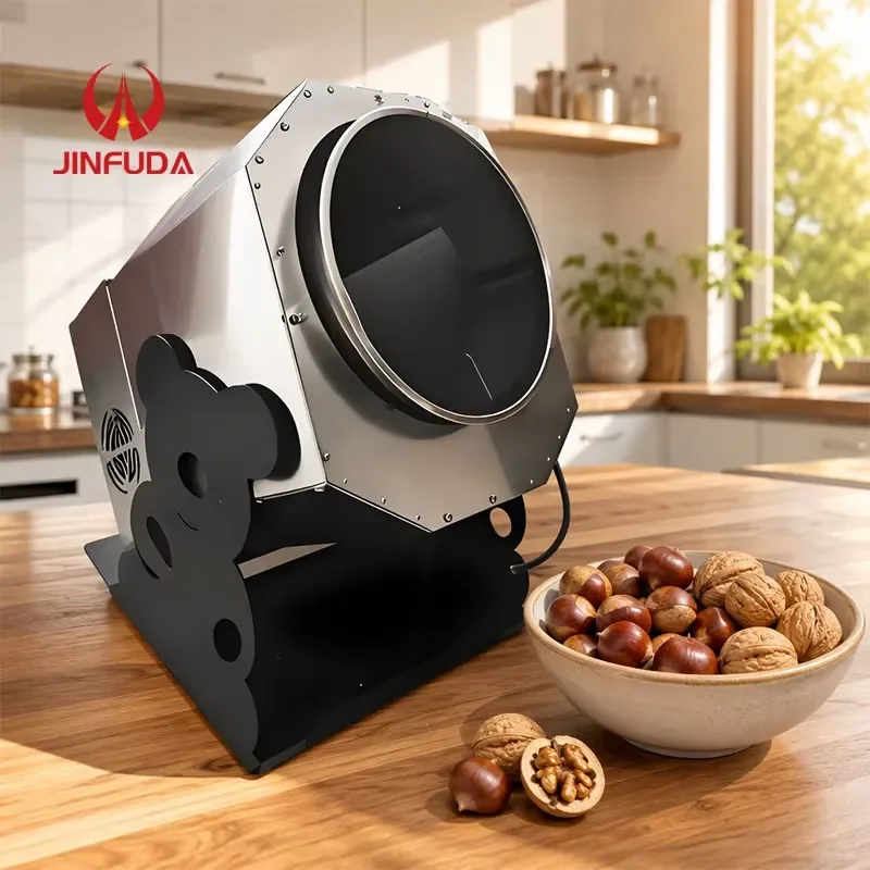 220V Electric Peanut Roaster Machine Small Household Cashew Soybean Sesame Coffee Bean Dryer Nut Baking Equipment for Home
