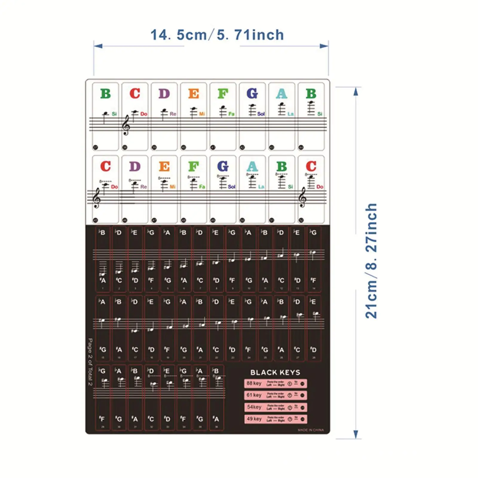 Piano Key Note Stickers for 88 61 54 49 Key Keyboard Large Letters for Students Kids Reusable Waterproof Study Companion Set