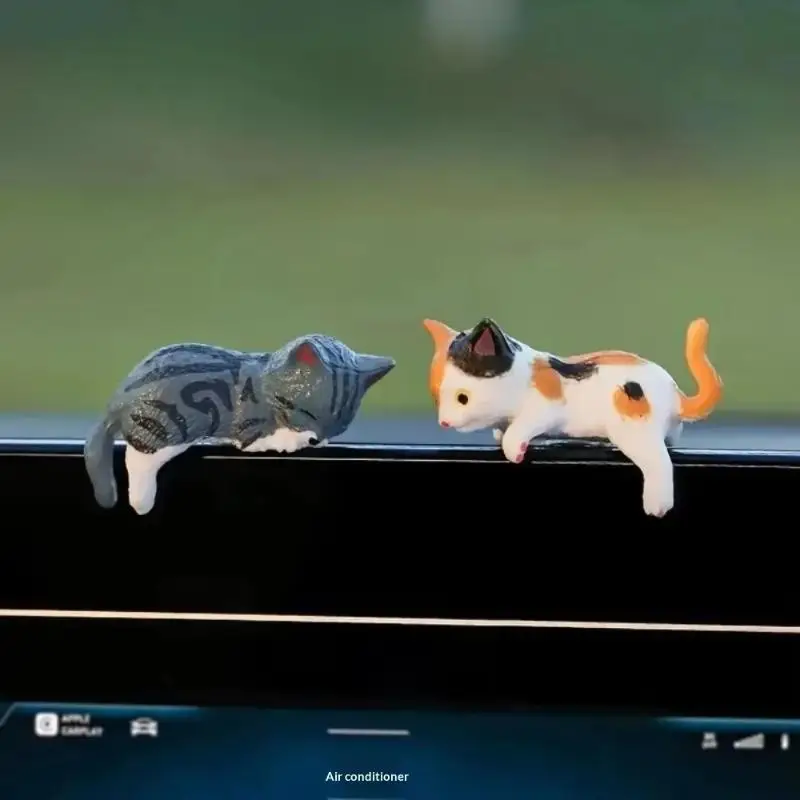 5 Pcs Mini PVC Cat Ornaments Cute Hanging Design Multiple Styles For Monitor Car Dashboard Desktop Decor
