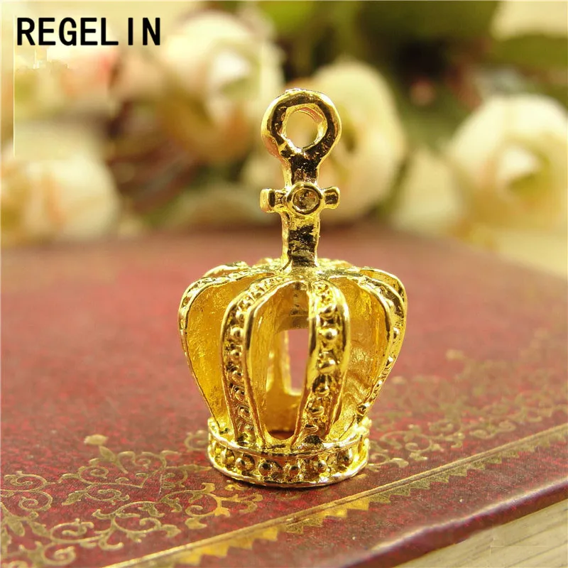 REGELIN 10 Pcs Antique Bronze 3D Crown Charm Pendant Jewelry Findings Handmade Charms Pendants Jewelry Findings 20x13x11mm