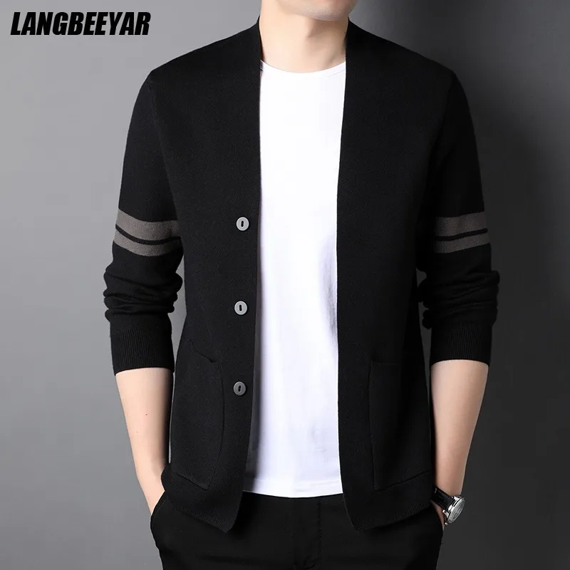 Top Grade New Brand Designer Luxury Fashion Knit Mens Cardigan Sweater Korean Casual Plain Trendy Coats Jacket Men Clothing