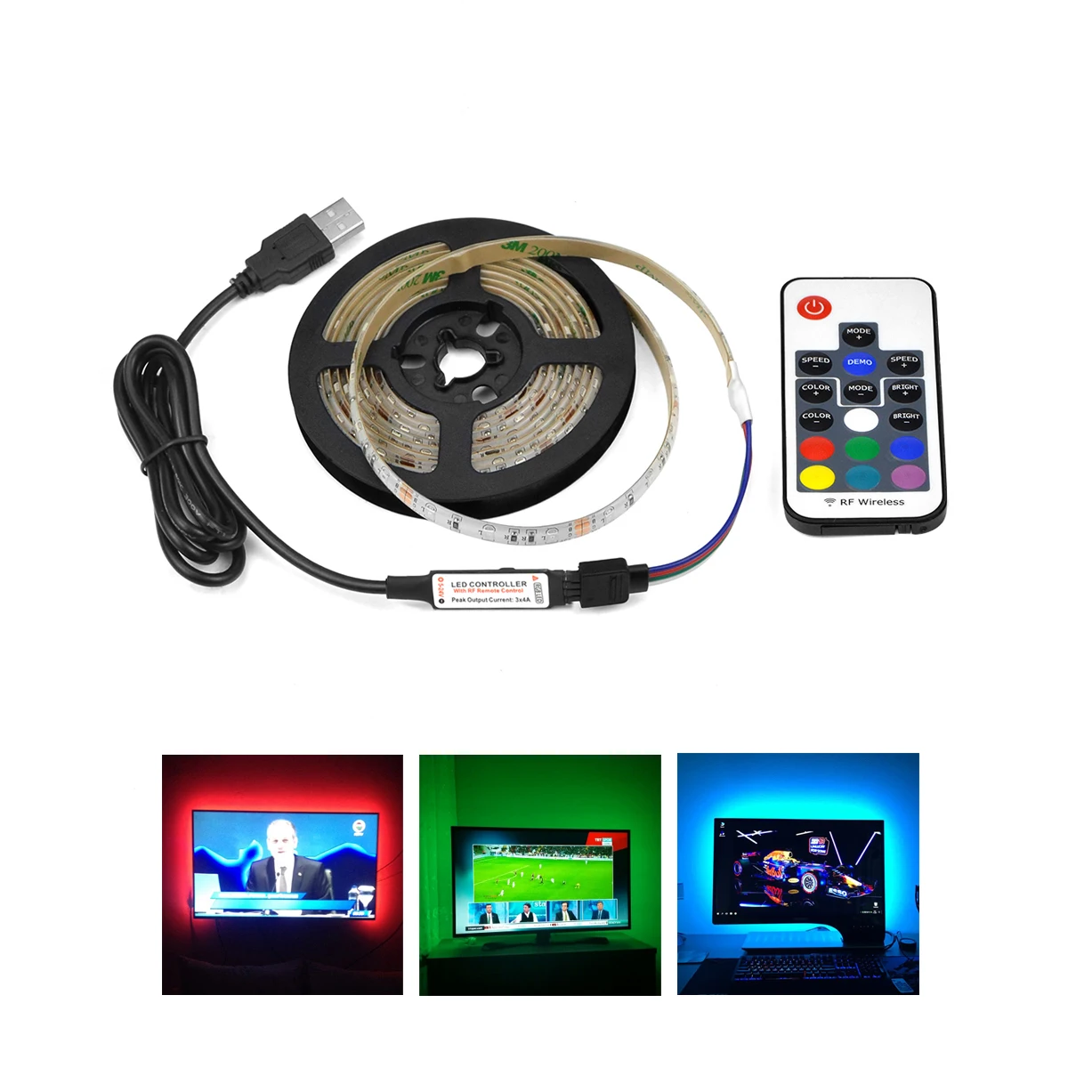 

Светодиодная лента RGB, 5 в постоянного тока, USB-лента с пультом дистанционного управления с/без водонепроницаемости, 1-5 м, для шкафа, комнаты, телевизора, подсветки, декоративная подсветка