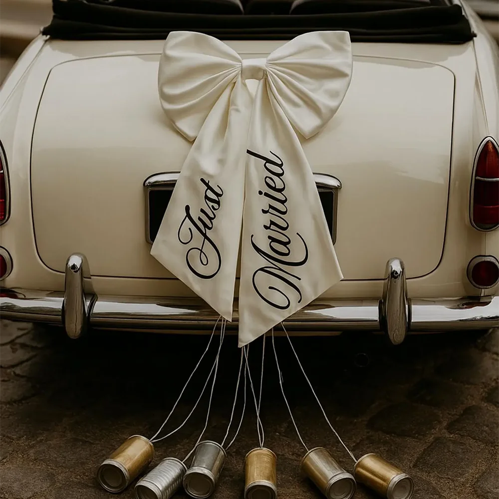 

Just Married Car Bow Wedding Proposal Decoration Car Ribbon Engagement Bridal Shower Bachelorette Party Accessory Souvenirs