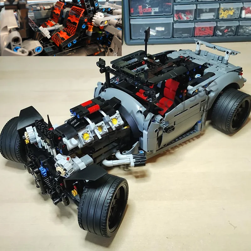 

1212 шт. Hot Rod MOC 42156 супер спортивный автомобиль, строительные блоки, модель гоночного автомобиля, сделай сам, сборные кирпичи, игрушки, подарок для мальчиков и взрослых