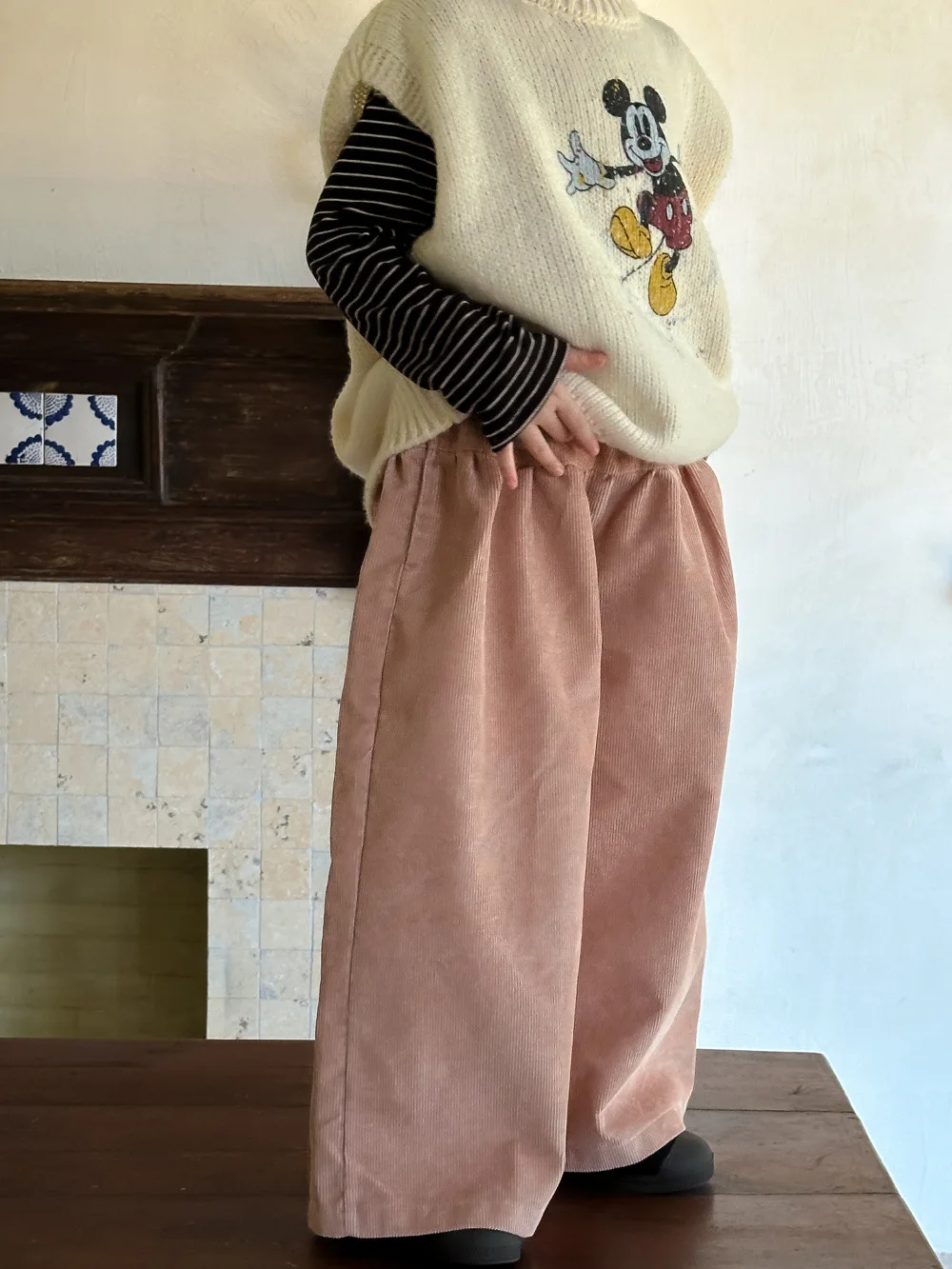 Wide Leg Pants Trousers Autumn Children Korean Solid Color Causal Simple Easy Open Stitch Versatile 2024 Striped Fashion